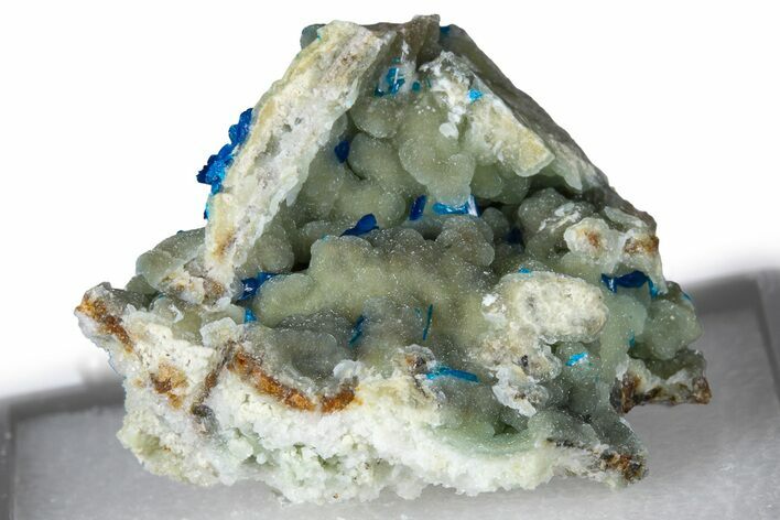 Vibrant Blue Veszelyite Crystals on Hemimorphite - China #380450